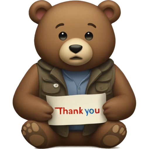 a bear in the background with a text saying "thank you" on top emoji