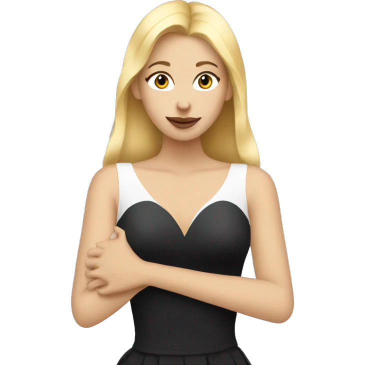 Blonde woman wearing common French high fashion making a heart with her hands emoji