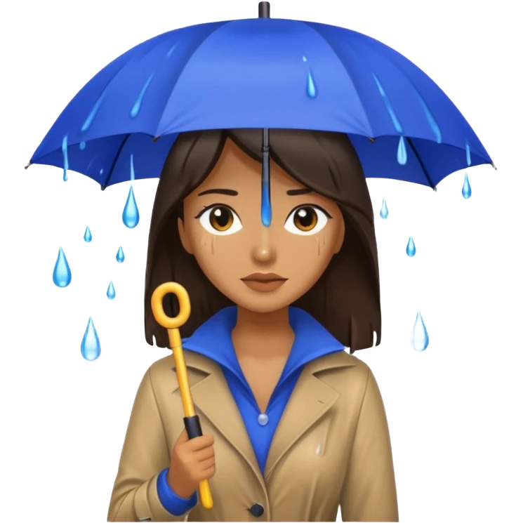 she getting wet (umbrella, dripping dark hair) emoji