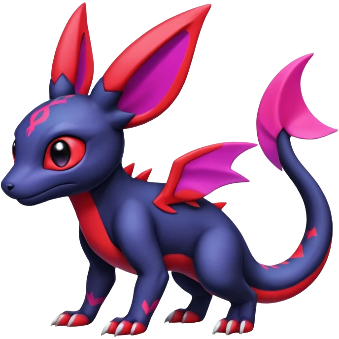 Cute Exotic Colorful Guilmon-Salandit-Umbreon-Fakémon-hybrid-creature (full body)  emoji