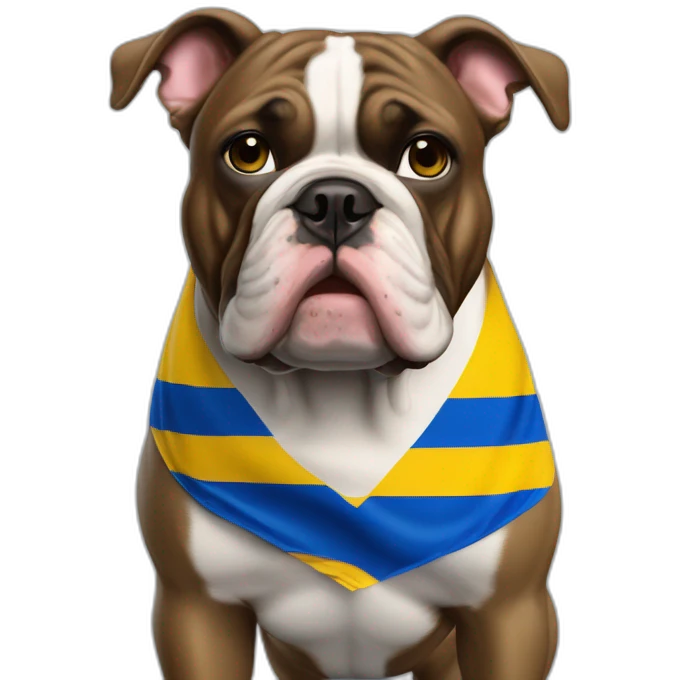 Bull dog Frances con bandera Ud las Palmas football emoji