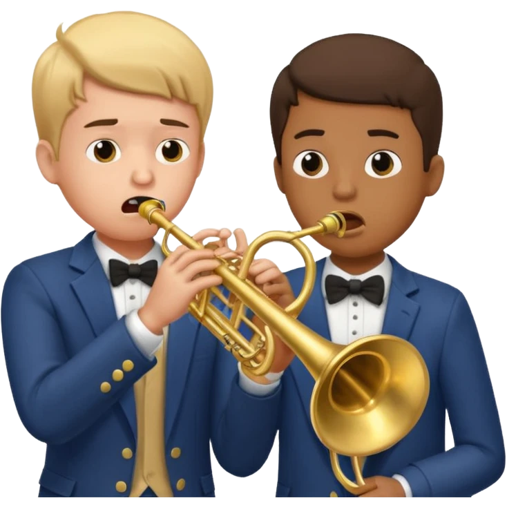 Boy with trumpet aruguing with boy with trombone emoji