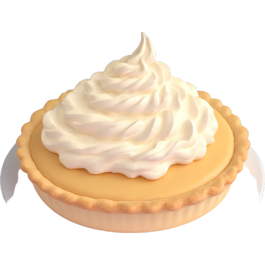 cream pie with a small cream splash, crust still mostly intact, playful, no background, same angle emoji