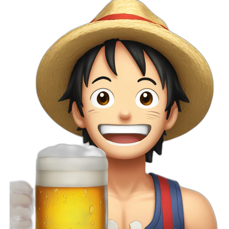 Luffy cheer a beer emoji