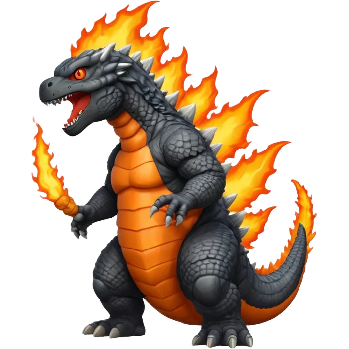 A Godzilla with fire in mouth emoji