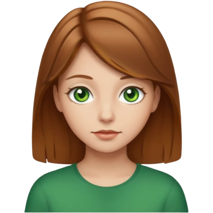 A girl with light brown hair and green eyes emoji