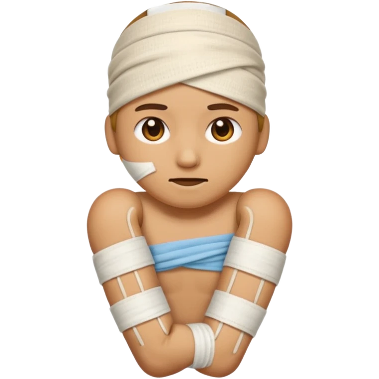 сделай на белом фото эмодзи человечек с ногой забинтованной колено emoji