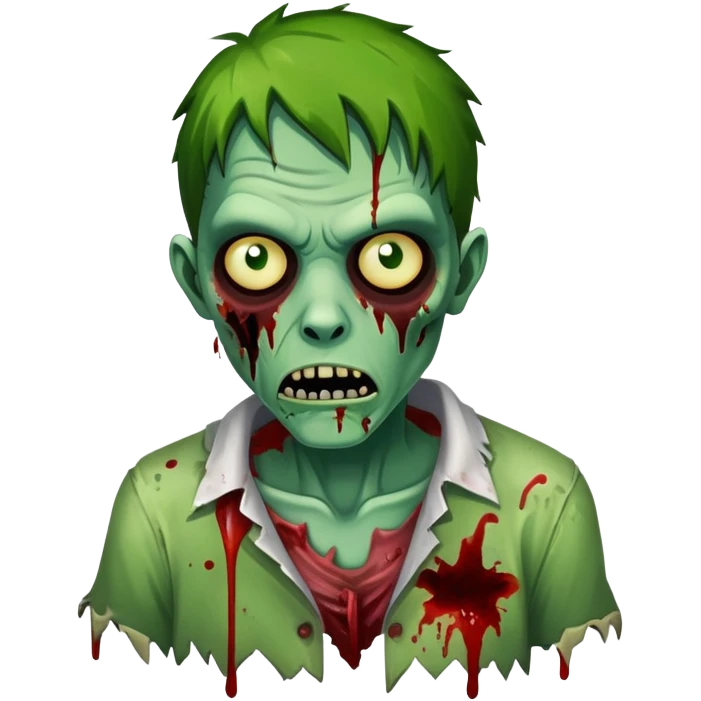 zombie with green skin and torn clothes emoji