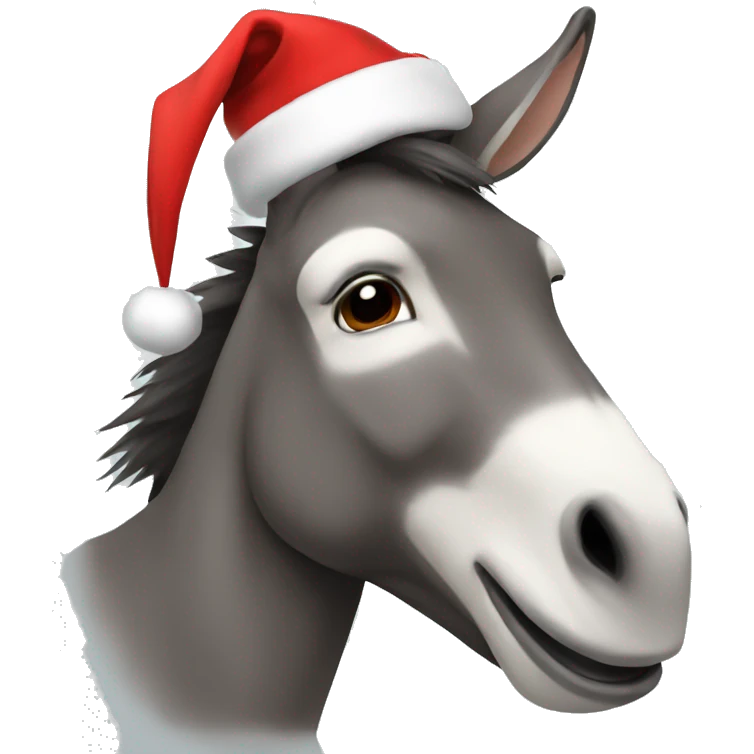 Donkey wearing a christmas hat emoji