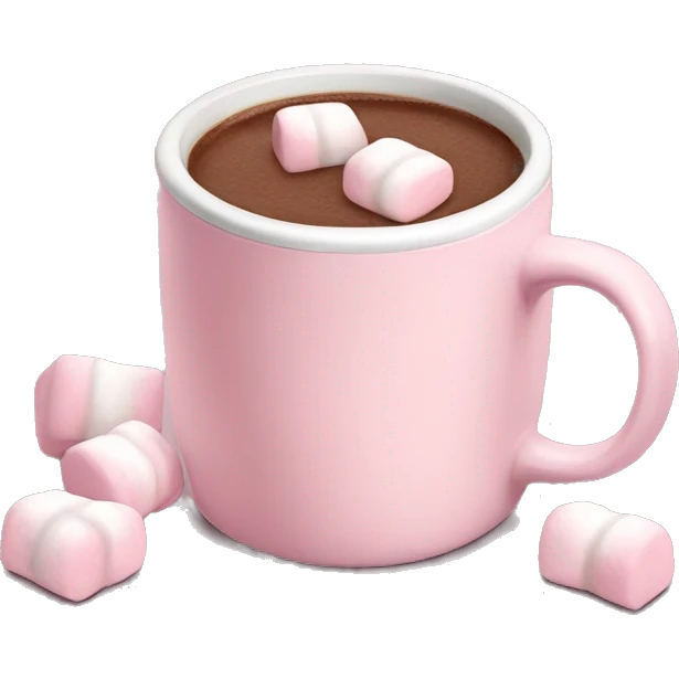 Light Pink mug of hot chocolate with marshmallows  emoji