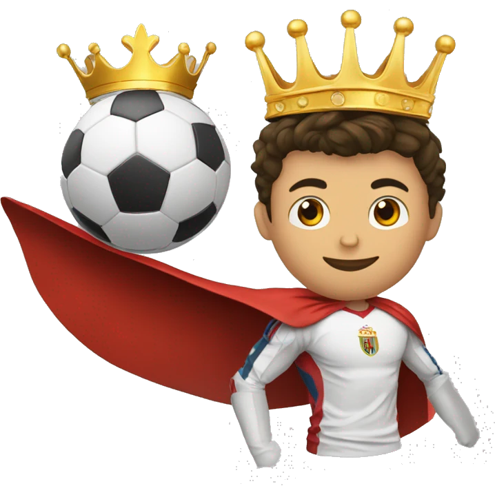 Cristiano Ronaldo avec une couronne et une cape et un ballon de football  emoji