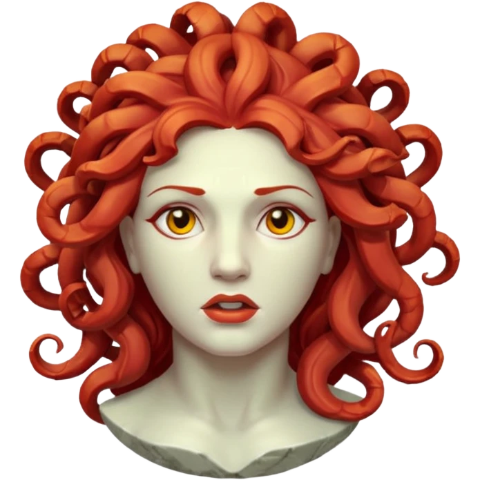 statue head medusa red hair marble emoji