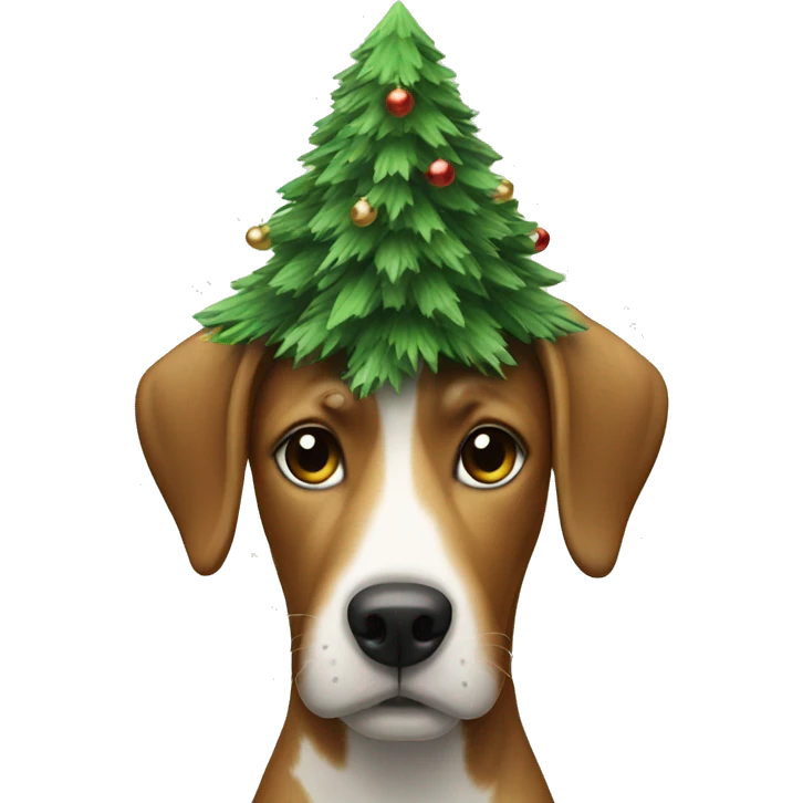 dog with christmas tree on head emoji