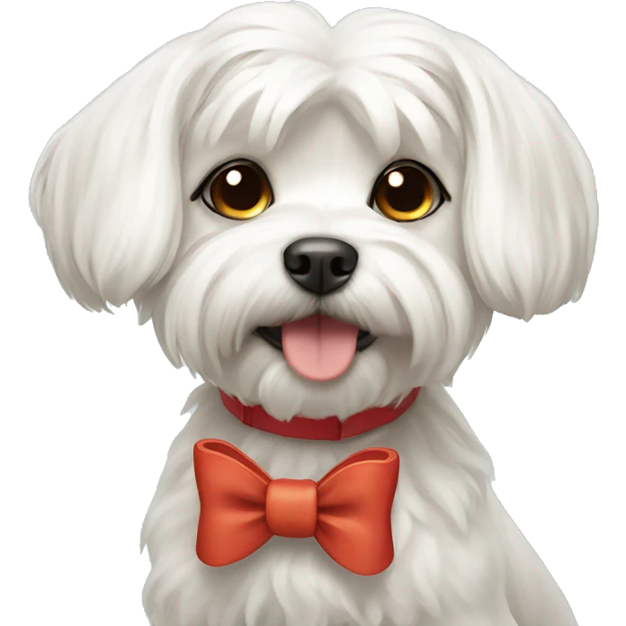 Maltese dog with bow emoji