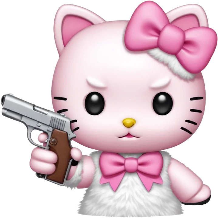 Hello Kitty aiming a pistol emoji