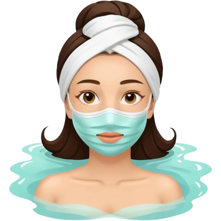 Lady with healing face mask spa beauty full face relaxing emoji