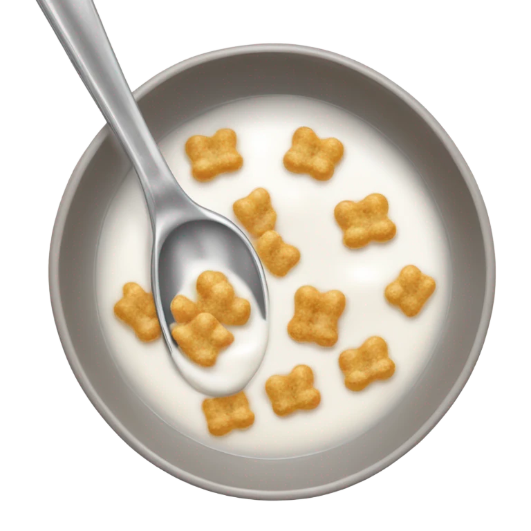 A bowl of cereal milk and a spoon emoji