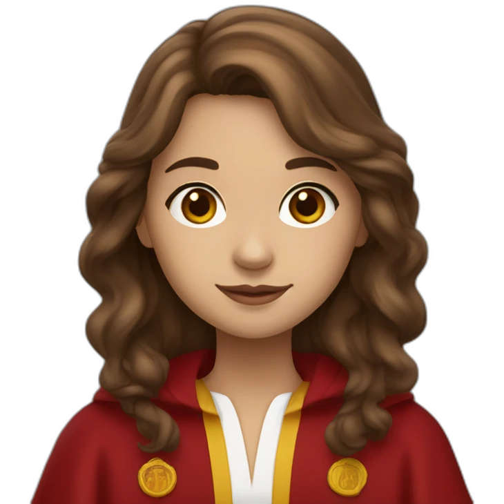 Wavy brown haired girl wearing Gryffindor red robe emoji