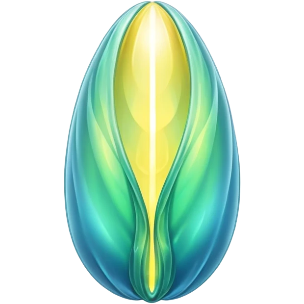 glowing green-blue ethereal magical cocoon with yellow magical aura, translucent, magical symbol, soft curves, gentle green-blue hues emoji