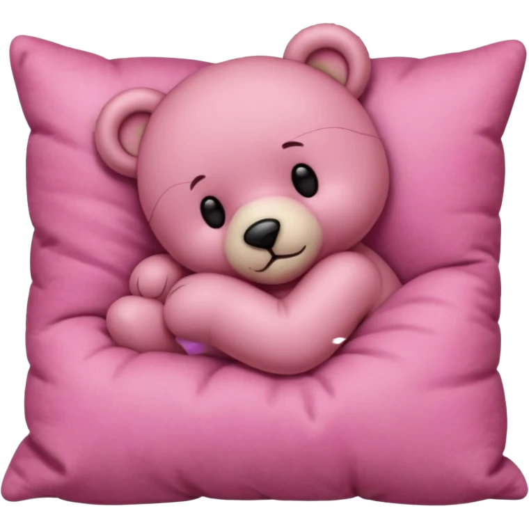 Pink teddy bear sleeping on a pillow  emoji