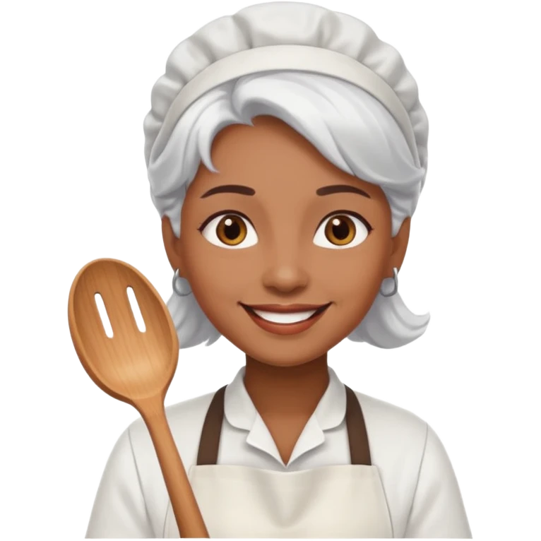 woman, brown skin, white hair, with apron emoji