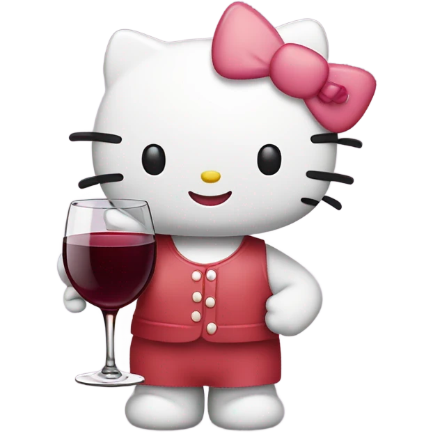 Hello Kitty drinking red wine emoji