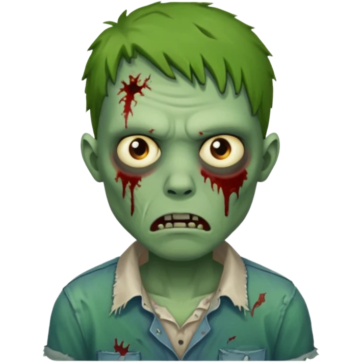 a super cute zombie green with shirt, look sad but not danger

 emoji