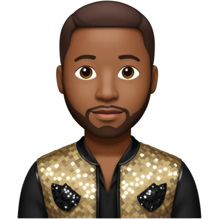 Wanya Morris from Boyz II Men with dark brown hair, black sequin outfit emoji