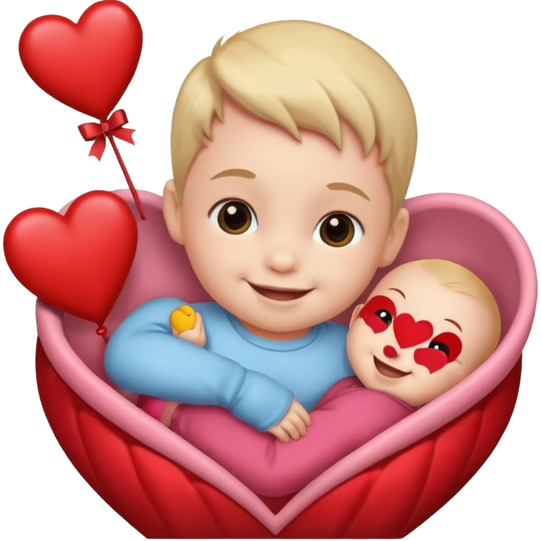 baby on a paper background with valentines day decor emoji