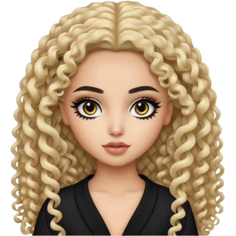 Pale Saudi beauty, pretty bratz, black eyeliner, curly long hair emoji