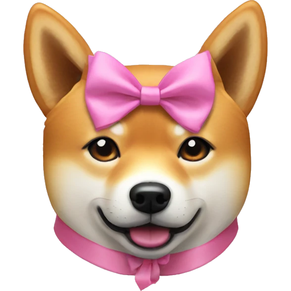 a shiba inu with a pink bow emoji