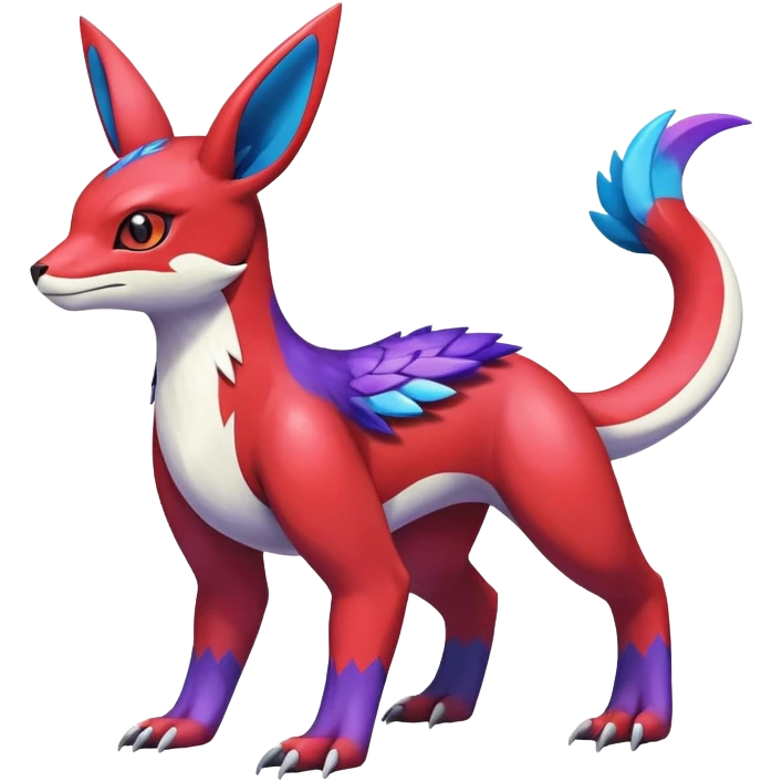  Cute Shiny Exotic Colorful Guilmon-Latias-Koraidon-Umbreon-Fakémon-hybrid-creature (full body)  emoji