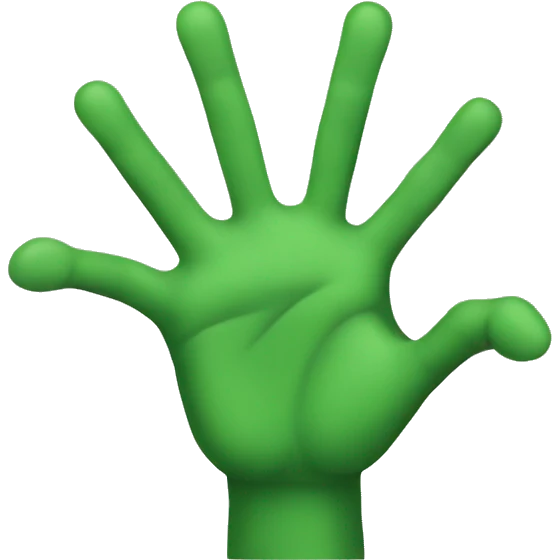 Green hand with 10 fingers emoji