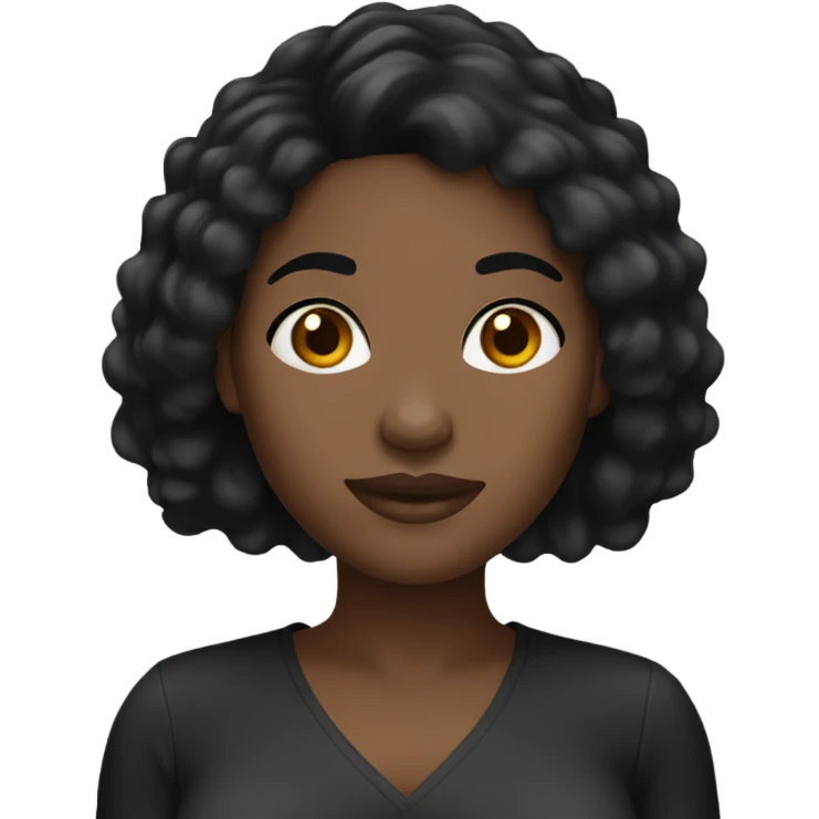black woman emoji with black hair emoji