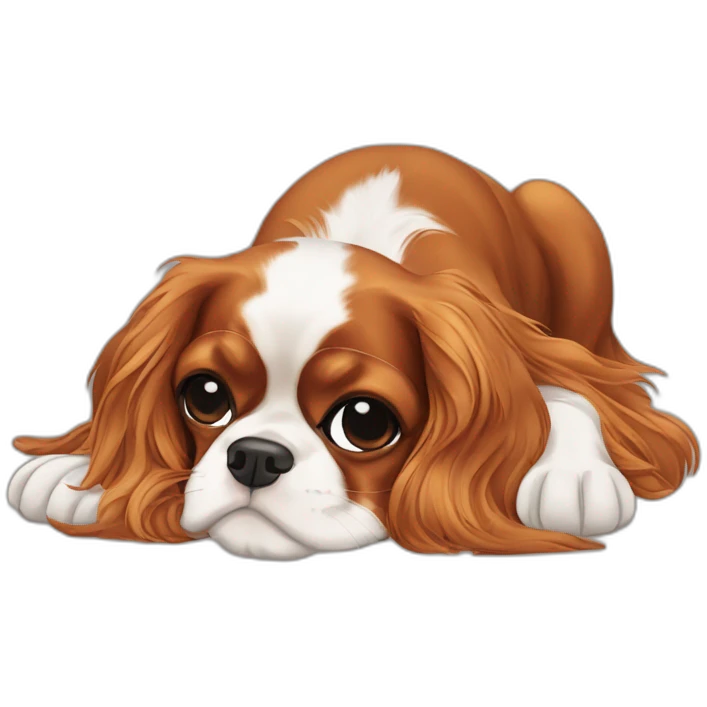 cavalier king charles spaniel laying on back emoji