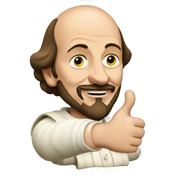 William Shakespeare with one thumbs up emoji