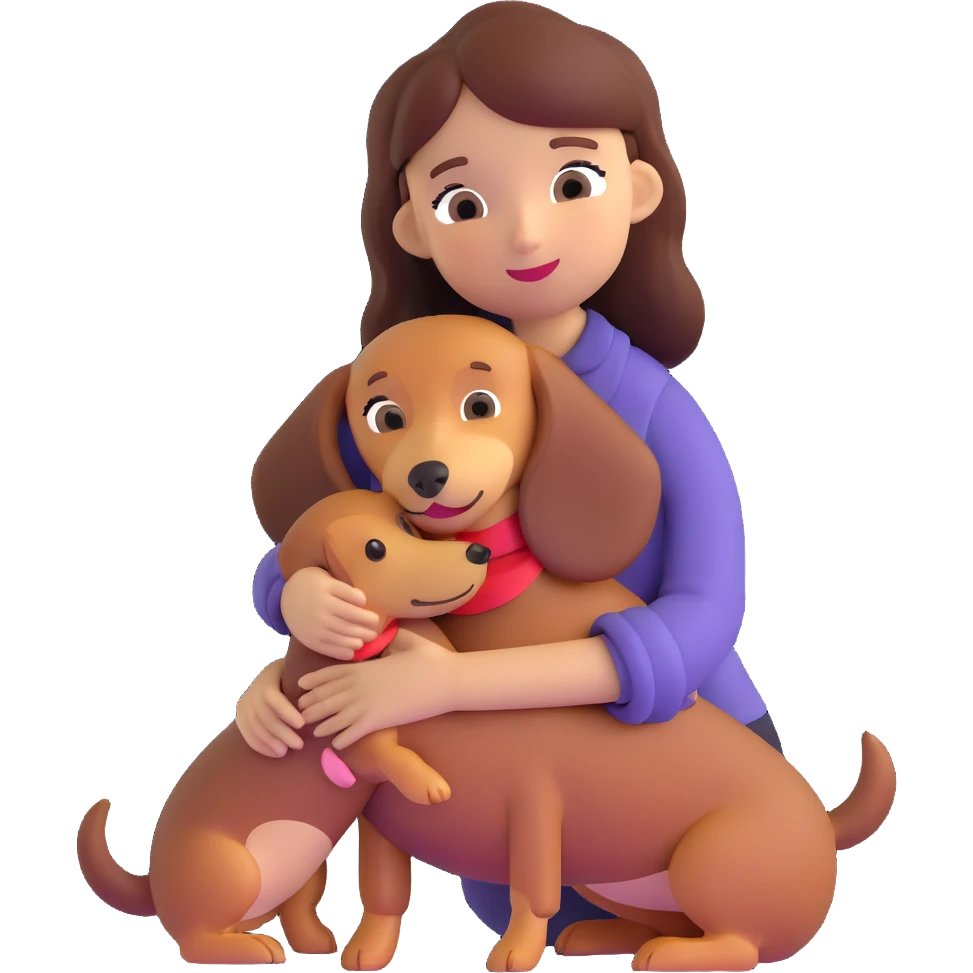 girl hugging dachshund emoji