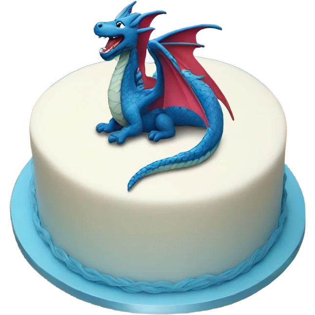Cake with a blue dragon emoji