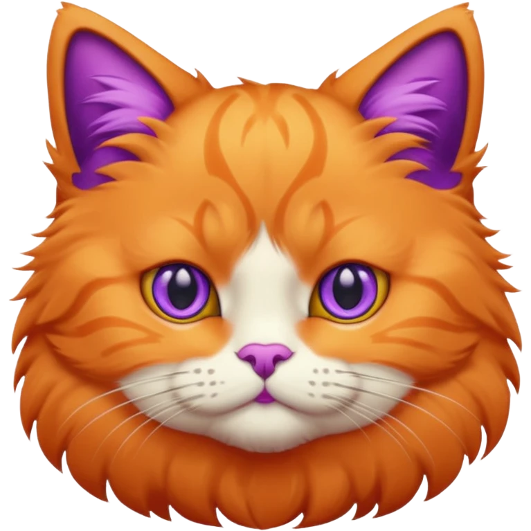 orange puffy cat with purple eyes emoji