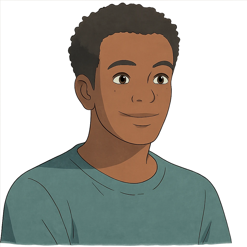 ghibli style portrait of a black man with soft colors emoji