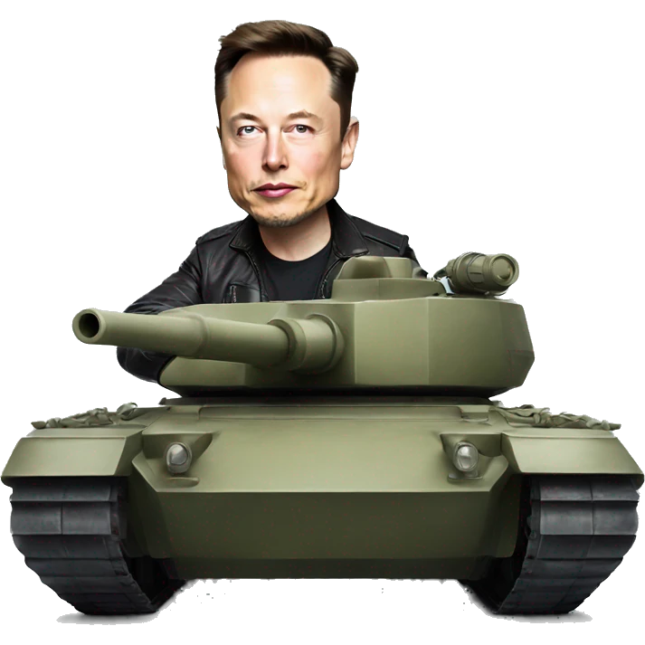Elon musk driving a tank emoji