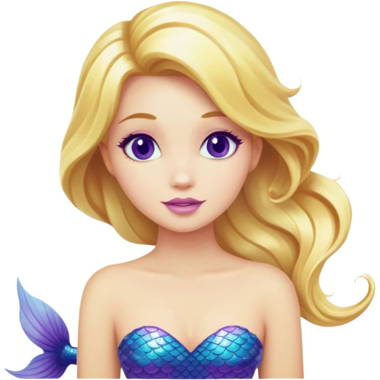 blonde hair mermaid blue and purple tail emoji