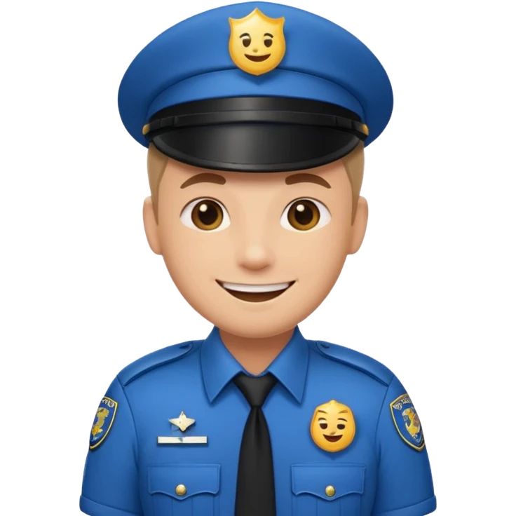 smiling mall cop with a badge, emoji style emoji