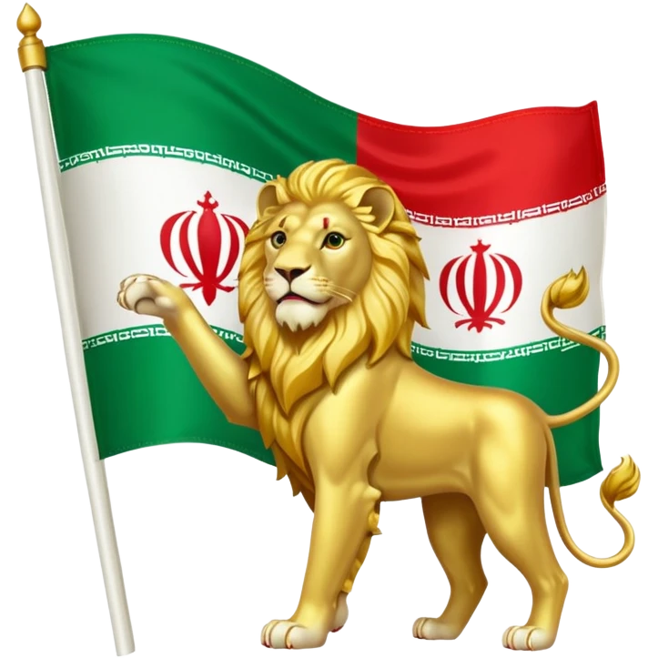 irans flag before revolution 1979, green white and red with lion in middle. emoji