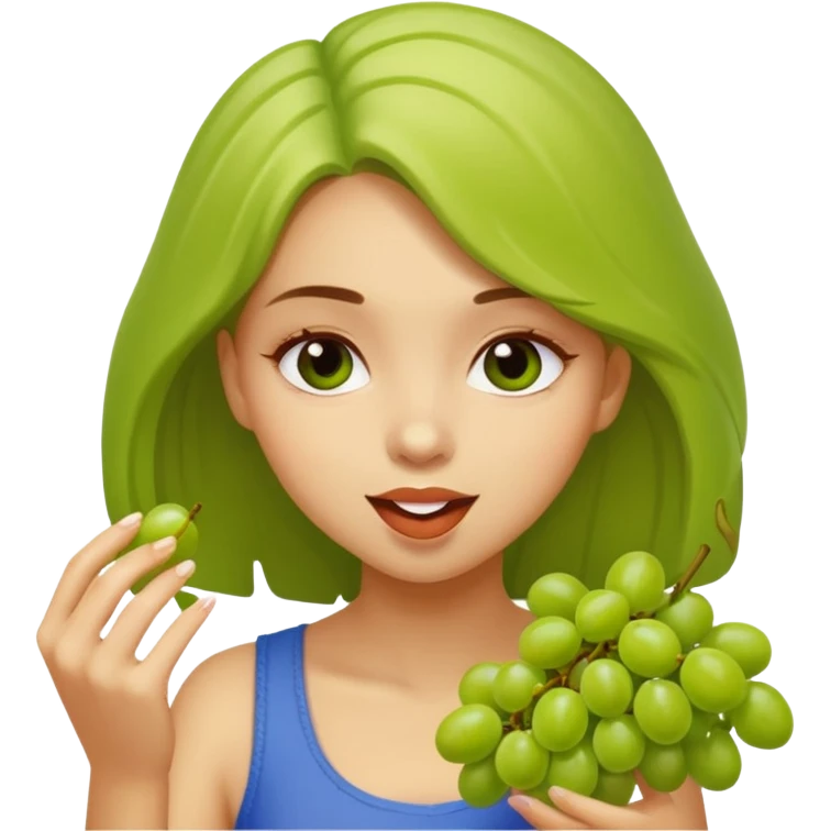 Light skinned girl eating grapes emoji