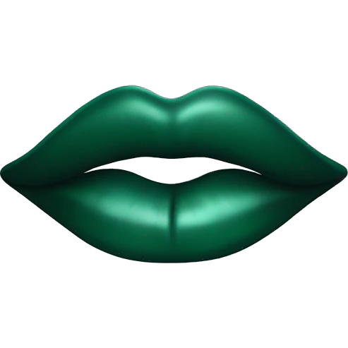 Lips of a dark emerald color in the form of a kiss emoji
