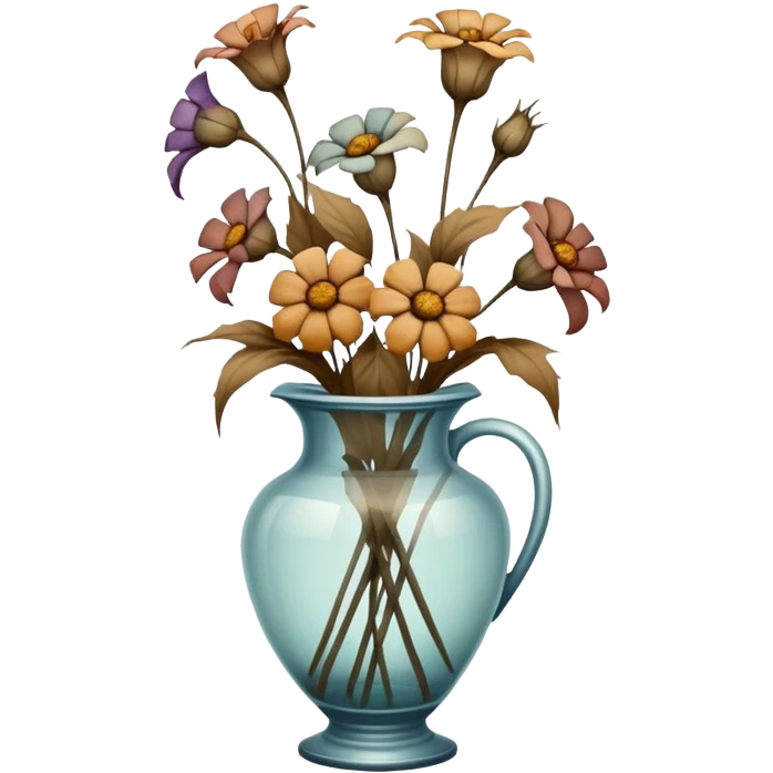 dead wilted flowers hanging in a vase emoji