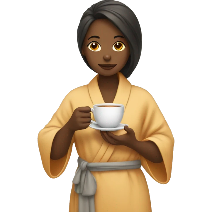 Girl in a robe drinking tea emoji