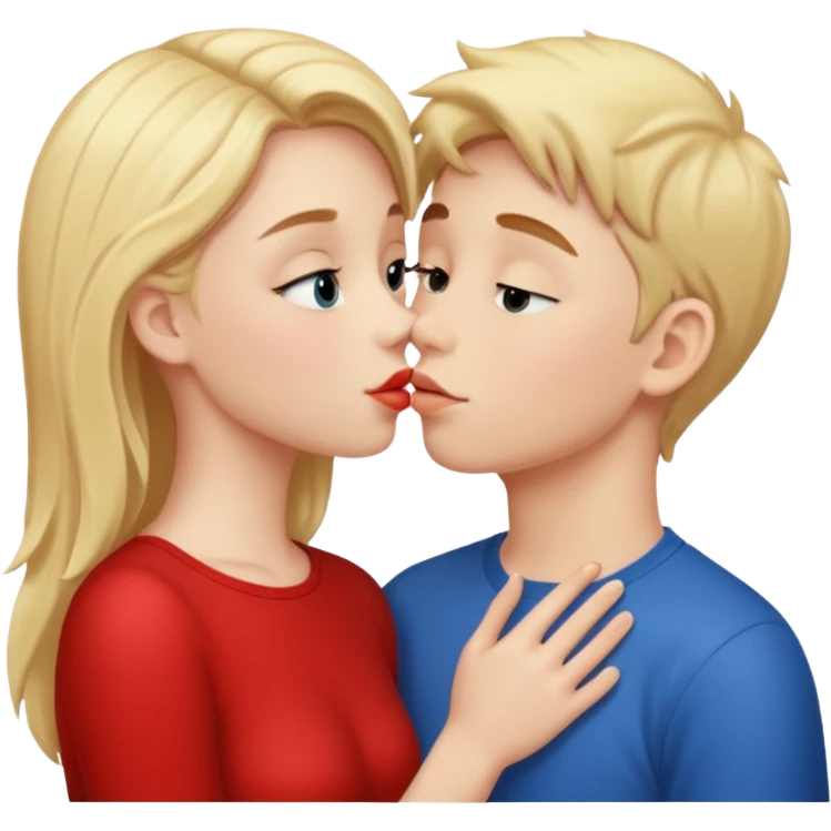 A cute girl kissing a boy  emoji