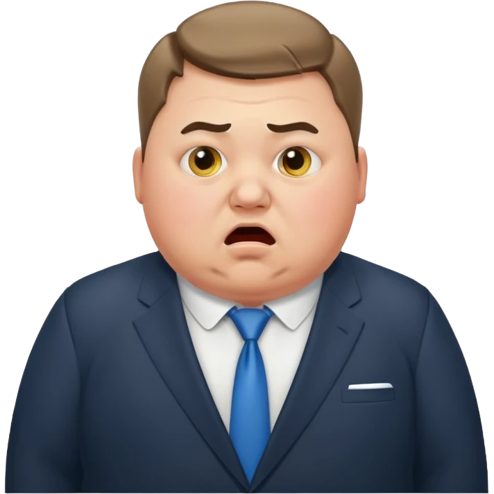 A chubby Ukrainian man in a suit is terrified emoji